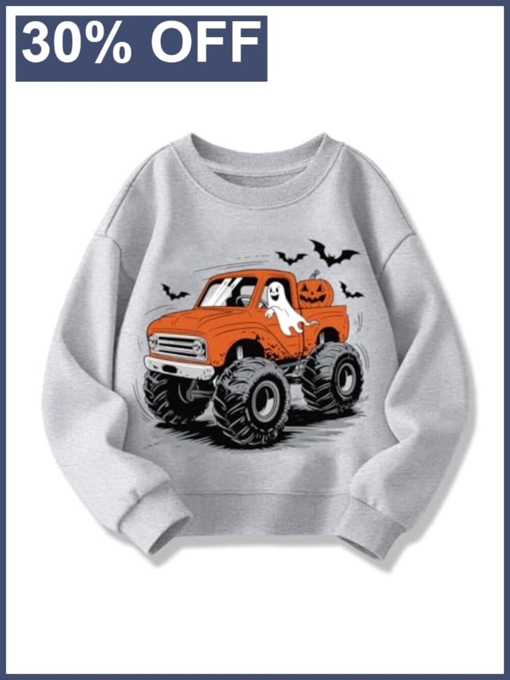 Kids Halloween Sweatshirt Skeleton Pumpkin Ghost Long Sleeve Crewneck